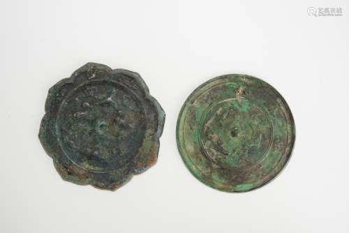 Tang Dynasty- A Two Bronze Mirror’Four Beast And Grape’