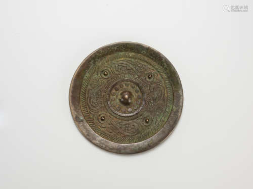 Song Dynasty - A Bronze Mirror With Four Dragon