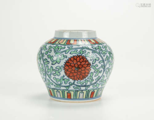 Qing- A Wucai ‘Floral’ Jar.