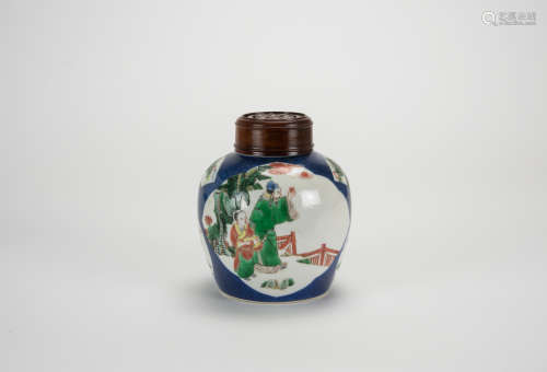 Qing Tonghi-A Blue And White Wucai Jar