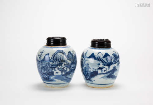 Qing-A Blue Glazed Melon-Shaped Double Handle Vase