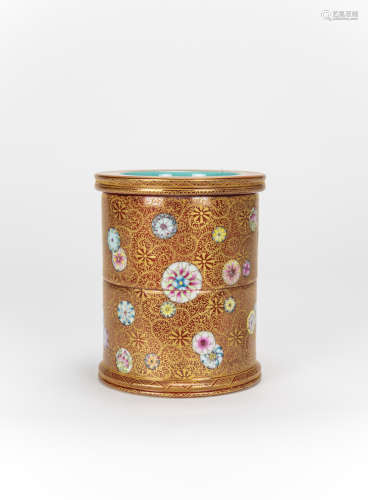 Early 20th Century-A Gilt And Famille Glazed ‘Floral’ Turned...