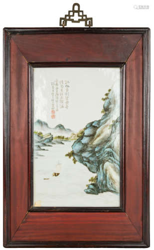 Chen Baochang(Republic), A Famille-Glazed ‘Landscape’ Hangin...