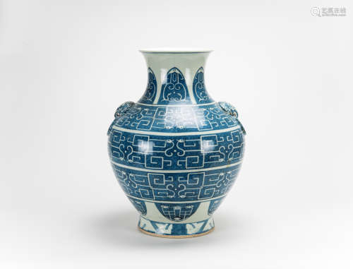 Late Qing -A Blue And White ‘Archaistic Dragon’ Vase.