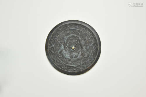 Jin Dynasty- A Bronze Mirror With Two Koi Fishes