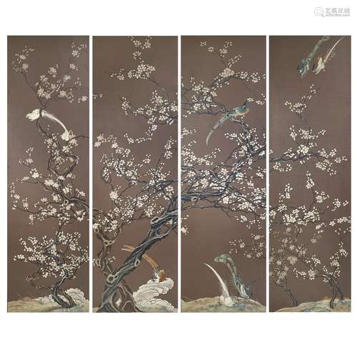 LOT OF 4, ANONYMOUS (QING DYNASTY), FLOWER AND BIRD