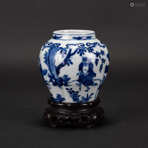 CHINESE BLUE AND WHITE 'FIGURE STORY' JAR WITH 'WANLI' MARK