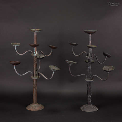 A PAIR OF BRONZE CANDLE HOLDER, XUAN DE PERIOD
