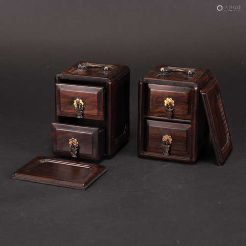 A PAIR OF HONGMU BOXES