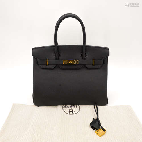 HERMES BLACK BIRKIN 30 IN EPSOM LEATHER WITH GOLD HARDWARE