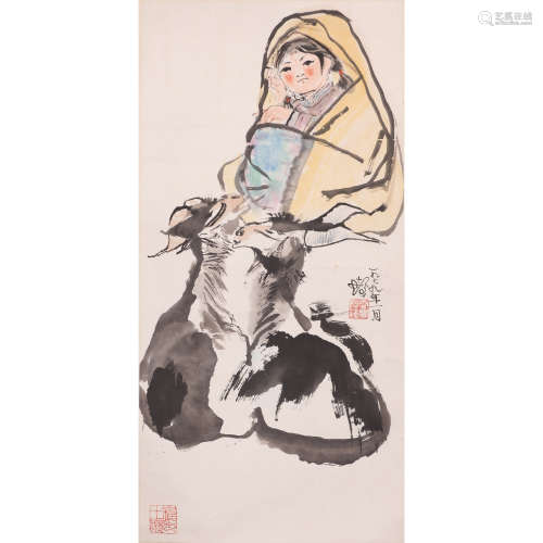 CHENG SHIFA (1912-2007), GIRL WITH DEER