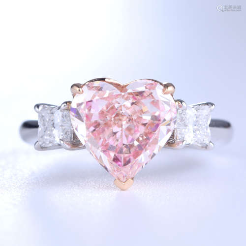 A 4.01CT HEART SHAPED PINK DIAMOND RING, WITH CERTIFICATE 