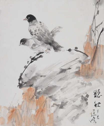 沈道鸿(b.1947) 听秋 2007年作 设色纸本 卡纸镜心