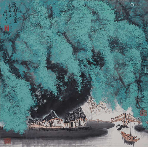 张步(b.1934) 豫南消夏 1989年作 设色纸本 镜心