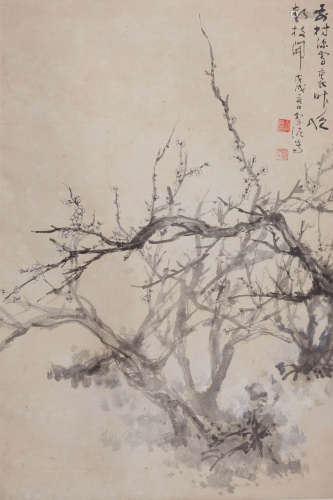 孙雪泥(1888-1965) 寒梅图 1958年作 设色纸本 立轴