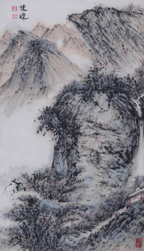 林妹殊(1909-1984) 山居图  设色纸本 立轴