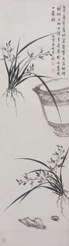 徐石雪(1880-1957) 墨兰图  水墨纸本 立轴