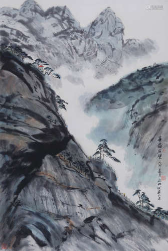 杨达林(b.1938) 华岳石壁 1978年作 设色纸本 立轴