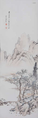 冯超然(1882-1954) 溪岸闲居  设色纸本 立轴