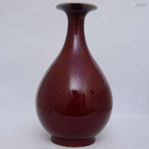 佚名 清中期 祭红釉玉壶春瓶
