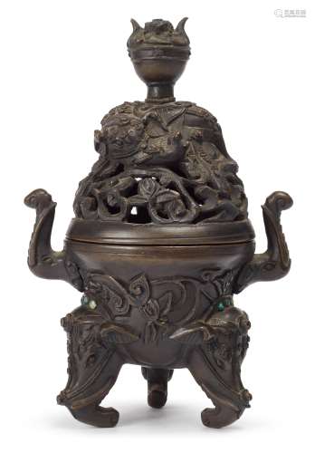 十八世紀 銅象耳熏爐