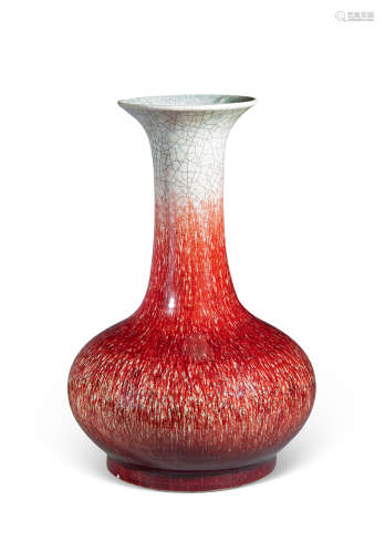 清中期 红釉撇口赏瓶