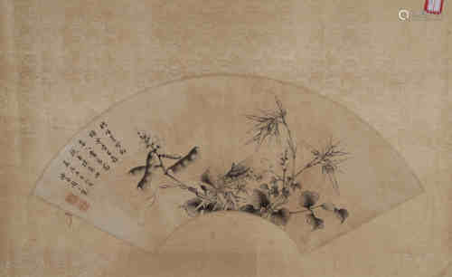 A Chinese flower-and-plant painting, Zhou Zhiyuan mark,Ming ...