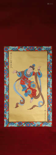 A Chinese hanging scroll painting of figure, Zhang Daqian ma...