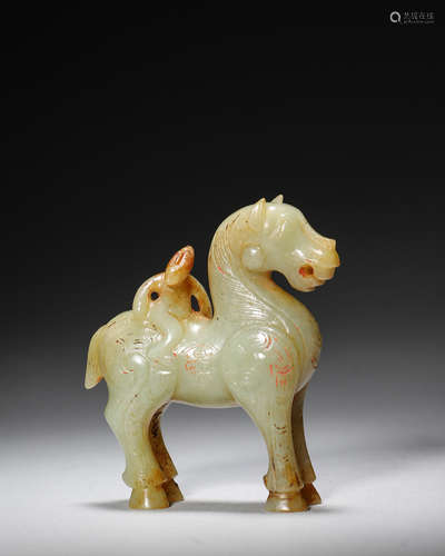 A horse shaped jade pendant,Han Dynasty,China