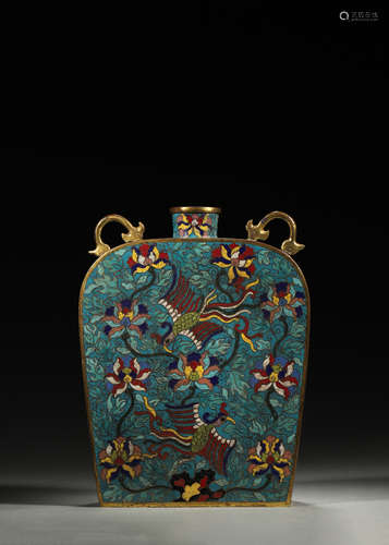 A phoenix patterned cloisonne vase,Qing Dynasty,China