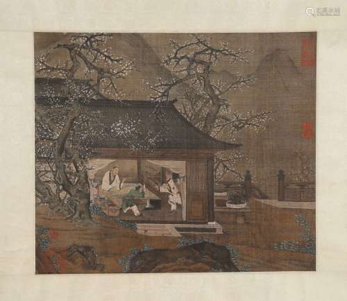 A Chinese silk scroll painting of figure, Unknown mark