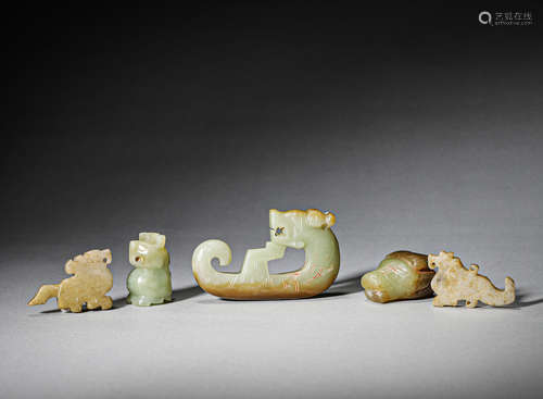 A group of hotan gaogu jade ornaments