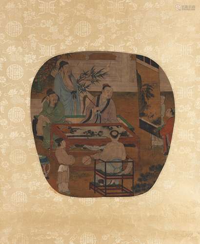 A Chinese silk scroll painting of figure, Unknown mark