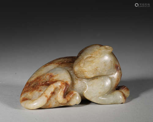 A jade tiger ornament,Han Dynasty,China