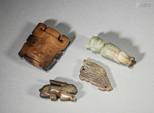 A group of hotan gaogu jade ornaments