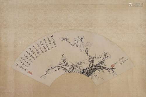 A Chinese flower-and-plant painting, Wen Zhengming mark,Ming...