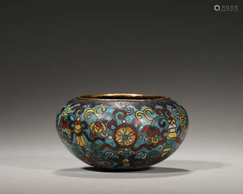 A flower patterned cloisonne water pot,Qing Dynasty,China