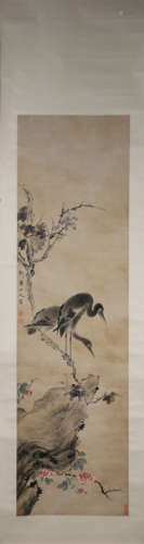 A Chinese bird-and-flower hanging scroll painting, Huayan ma...