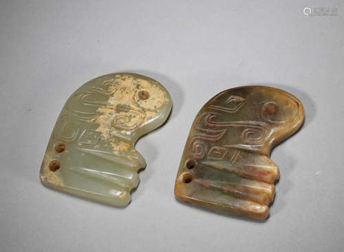 A group of hotan gaogu jade ornaments,Han Dynasty,China