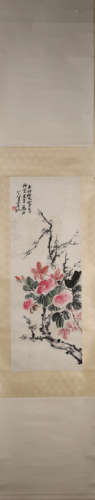 A Chinese flower-and-plant hanging scroll painting, Huang Bi...