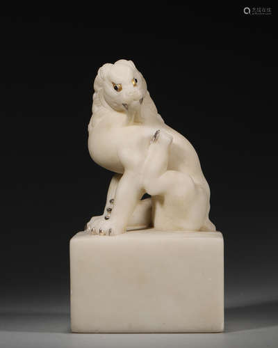 A white jade beast paperweight,Han Dynasty,China