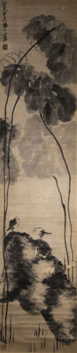 A Chinese bird-and-flower hanging scroll painting, Zhuda mar...