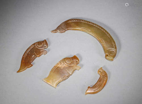 A group of fish shaped jade pendants,Han Dynasty,China