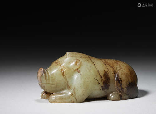 A jade pig ornament,Han Dynasty,China