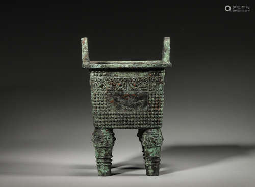 A taotie and grain patterned bronze pot,the Western Zhou Dyn...