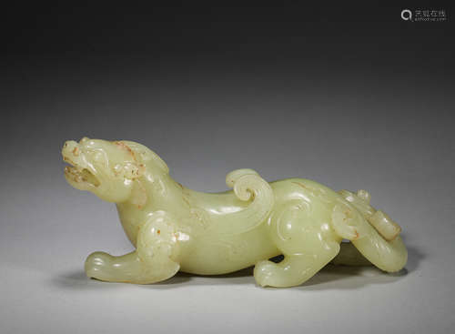 A jade carved chi dragon ornament,Qing Dynasty,China