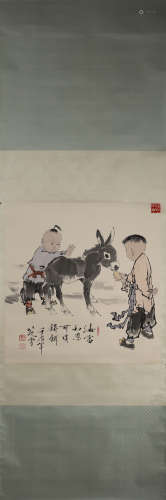 A Chinese hanging scroll painting of figure, Fanzeng mark
