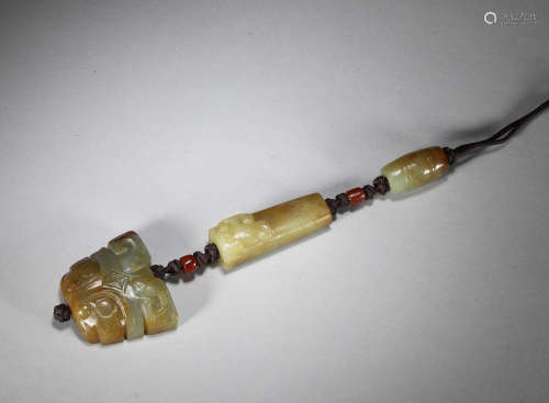 A taotie patterned jade pendant,Han Dynasty,China