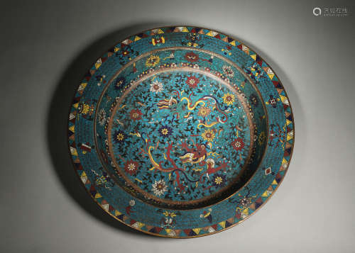 A dragon and eight treasures patterned cloisonne plate,Qing ...