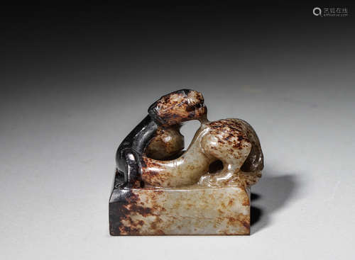 A jade dragon seal,Han Dynasty,China